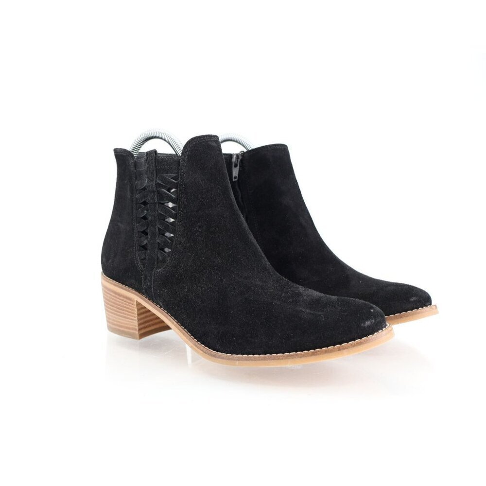 Paul Green Vienna Size 4.5 UK 7 US Shoes Black Suede Ankle Bootie Side Zipper